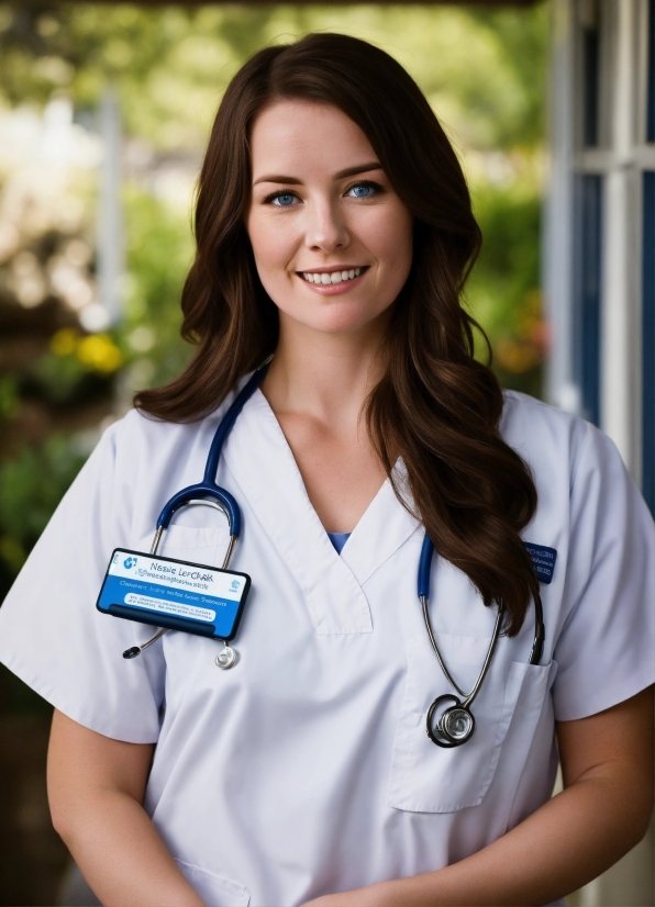 Smile, Neck, Sleeve, Collar, Stethoscope, Uniform