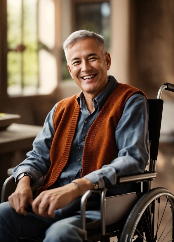 Smile, Wheelchair, Wheel, Tire, Window, Chair