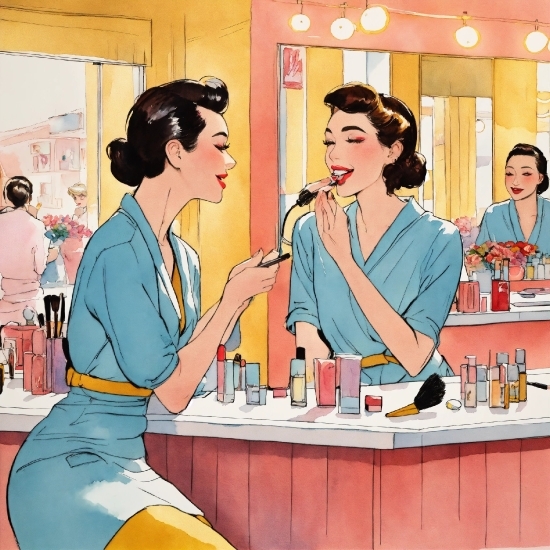 Cartoon, Smile, Interaction, Sharing, Lipstick, Art