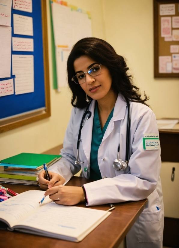 Table, Smile, White Coat, Desk, Health Care, Medical