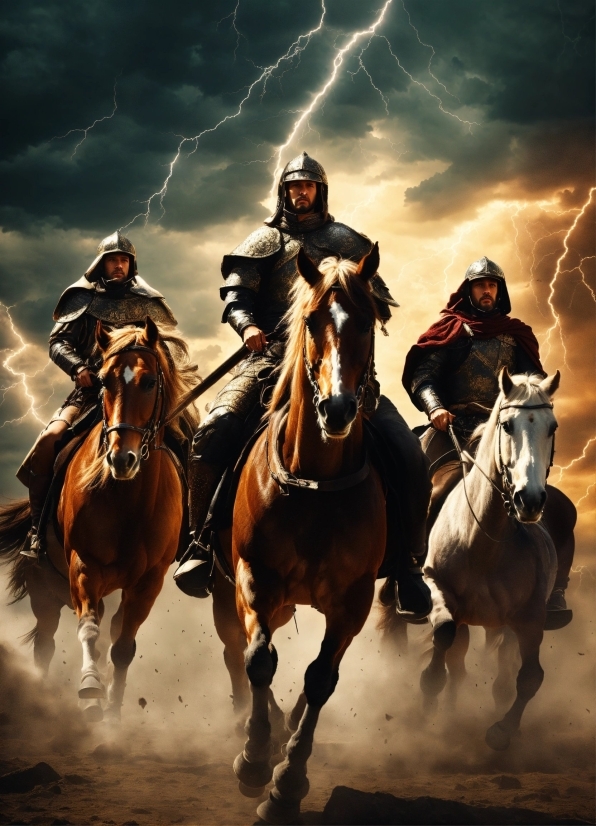 Horse, Cloud, Lightning, Working Animal, Sky, Thunderstorm