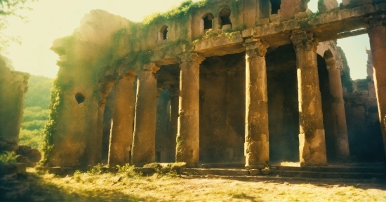 Temple, Grass, Archaeological Site, Rural Area, Building, Sky