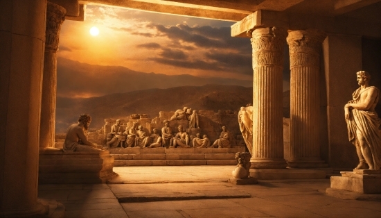 Cloud, Sky, Temple, Sculpture, Morning, Building