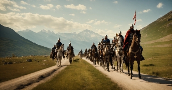 Horse, Sky, Cloud, Mountain, Working Animal, Mode Of Transport