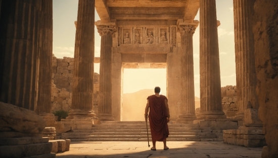 Sky, Temple, Wall, Morning, Tints And Shades, Archaeological Site