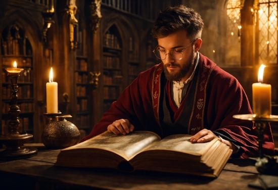 Candle, Lighting, Temple, Book, Beard, Facial Hair