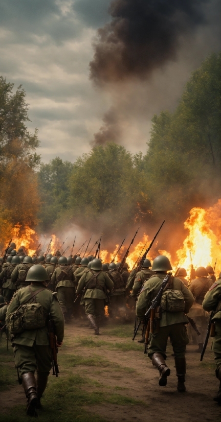 Cloud, Squad, Marines, Sky, Plant, Fire