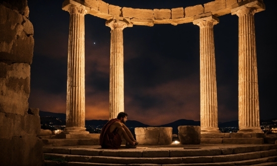 Sky, Column, Tints And Shades, City, Darkness, Arch