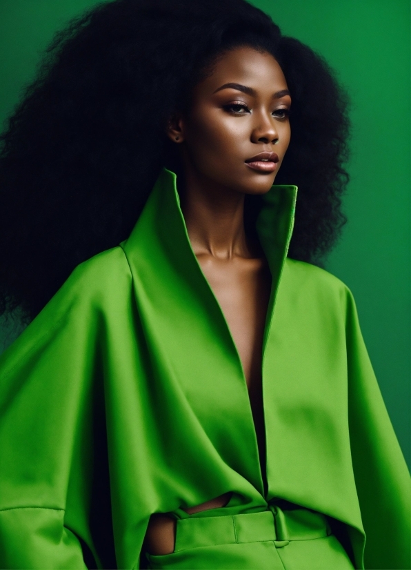 Hair, Green, Neck, Sleeve, Collar, Fashion Design