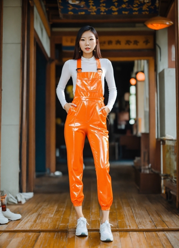 Shoulder, Orange, Sleeve, Waist, Fashion Design, Thigh