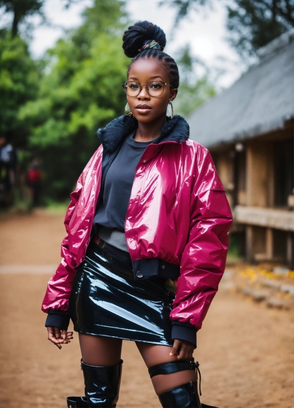 Purple, Neck, Textile, Sleeve, Pink, Leather Jacket