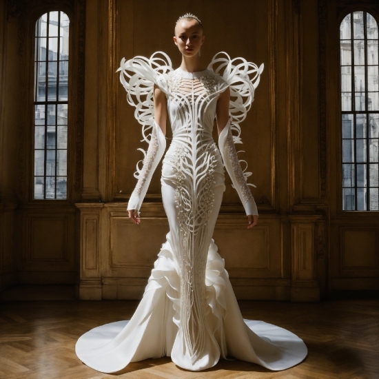 Window, Dress, Sculpture, Waist, Fashion Design, Gown