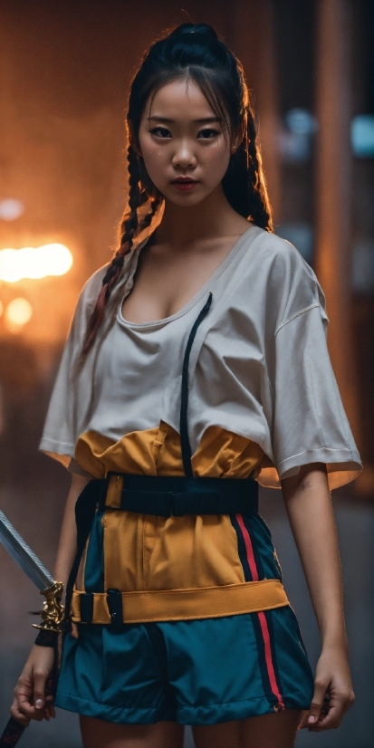 Shoulder, Neck, Flash Photography, Sleeve, Orange, Waist