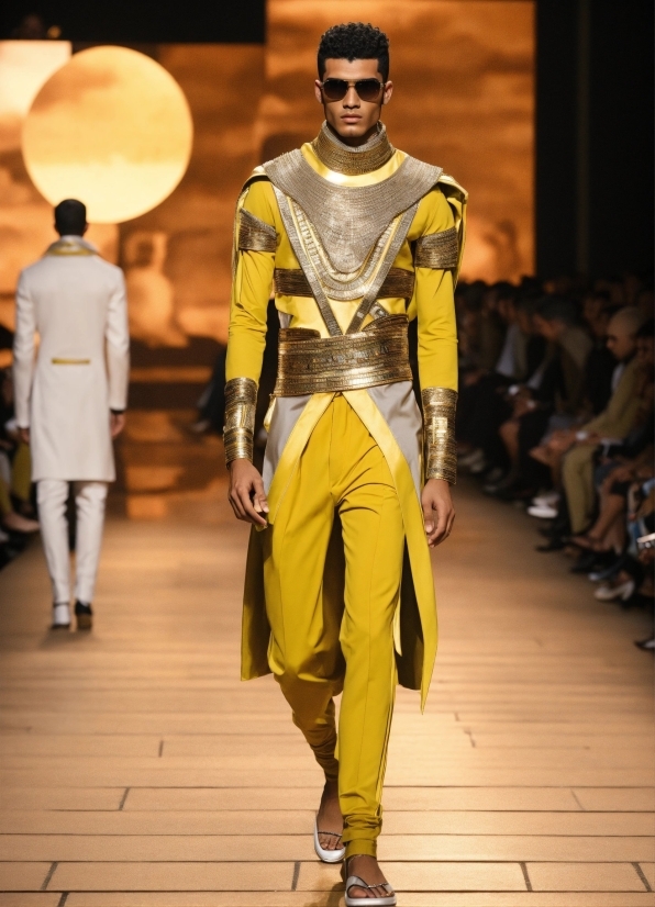 Fashion, Yellow, Fashion Design, Runway, Waist, Thigh