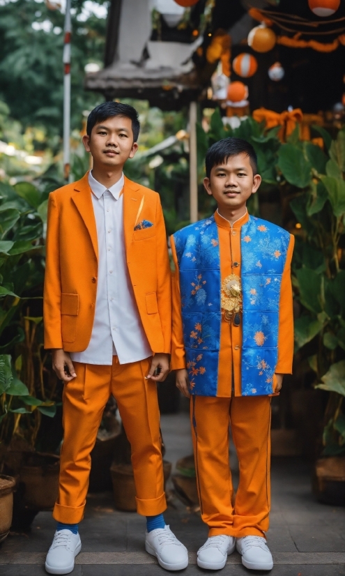 Outerwear, Hairstyle, Plant, Facial Expression, Fashion, Orange