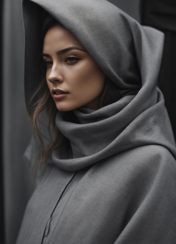 Lip, Outerwear, Eyebrow, Flash Photography, Sleeve, Grey