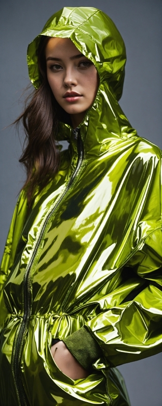 Outerwear, Light, Green, Sleeve, Fashion Design, Black Hair