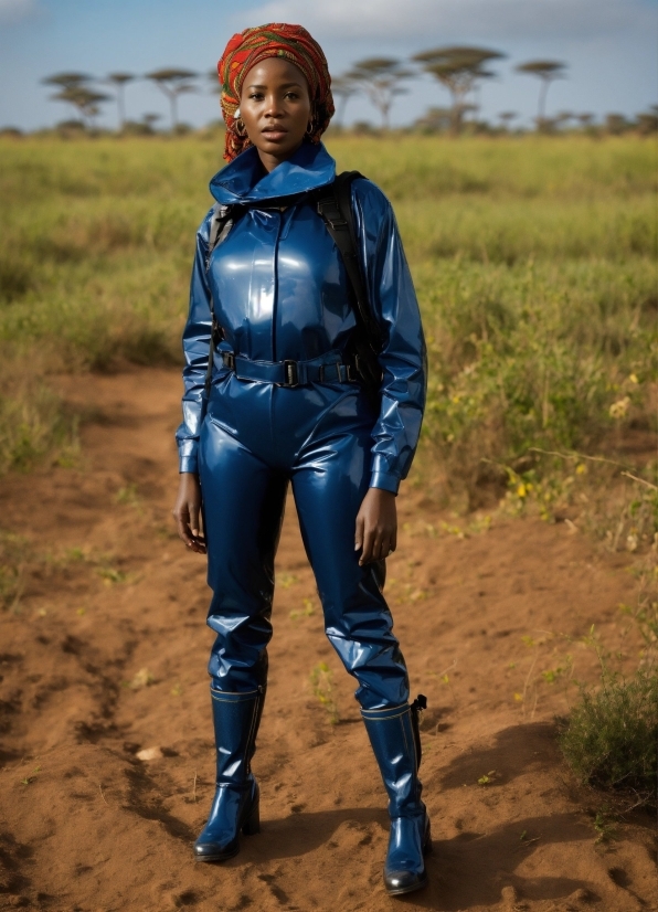 Sky, Flash Photography, People In Nature, Latex, Leather Jacket, Grass