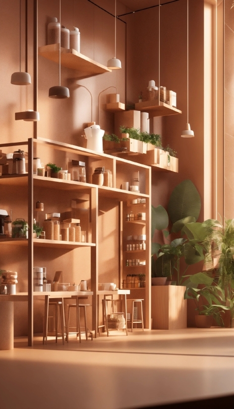 Furniture, Plant, Shelf, Building, Houseplant, Shelving