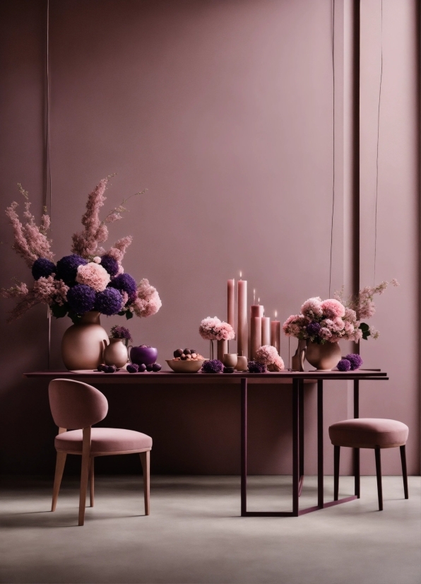 Table, Furniture, Plant, Purple, Interior Design, Grey