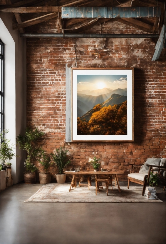 Plant, Table, Furniture, Window, Building, Wood