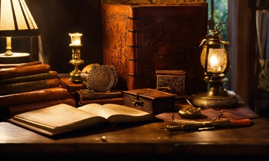 Wood, Interior Design, Table, Tints And Shades, Lamp, Book