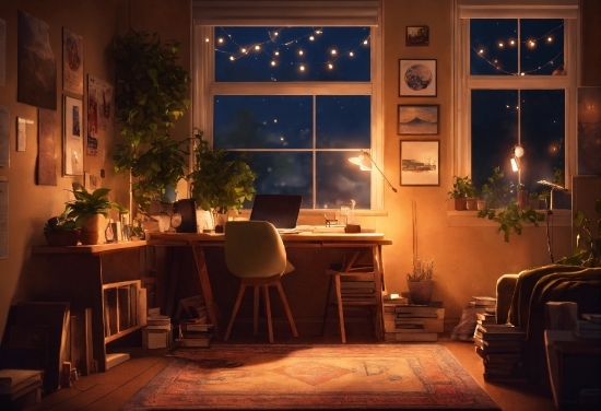 Plant, Furniture, Table, Houseplant, Building, Window