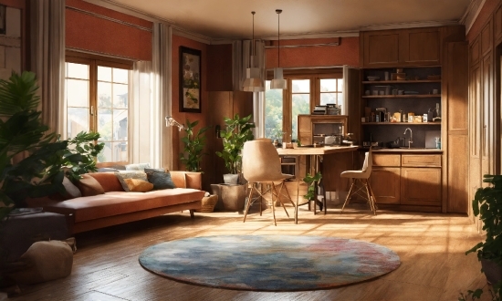 Brown, Furniture, Property, Table, Couch, Plant