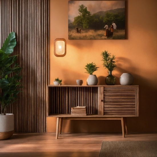 Plant, Furniture, Flowerpot, Building, Houseplant, Wood