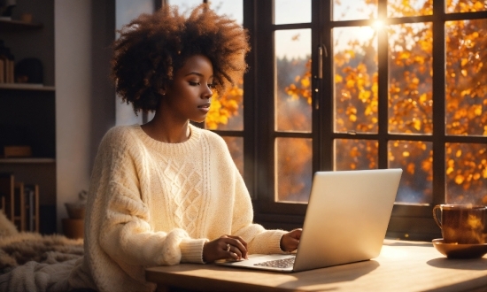 Computer, Laptop, Personal Computer, Table, Window, Tableware