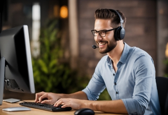 Smile, Glasses, Computer, Personal Computer, Table, Computer Keyboard