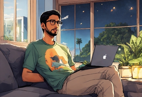 Glasses, Computer, Plant, Personal Computer, Laptop, Window