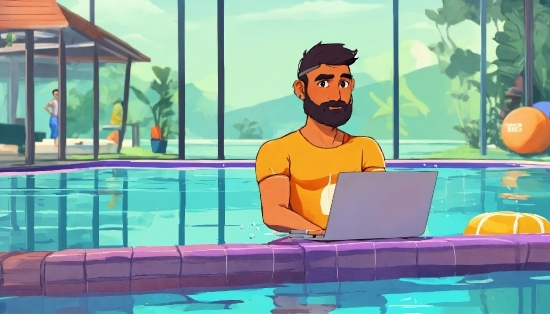 Water, Laptop, Azure, Art, Leisure, Cartoon