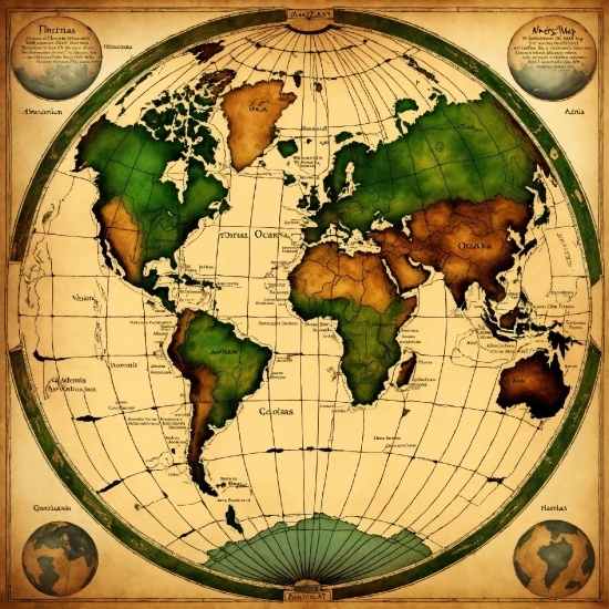 Plant, World, Map, Pattern, Atlas, Art