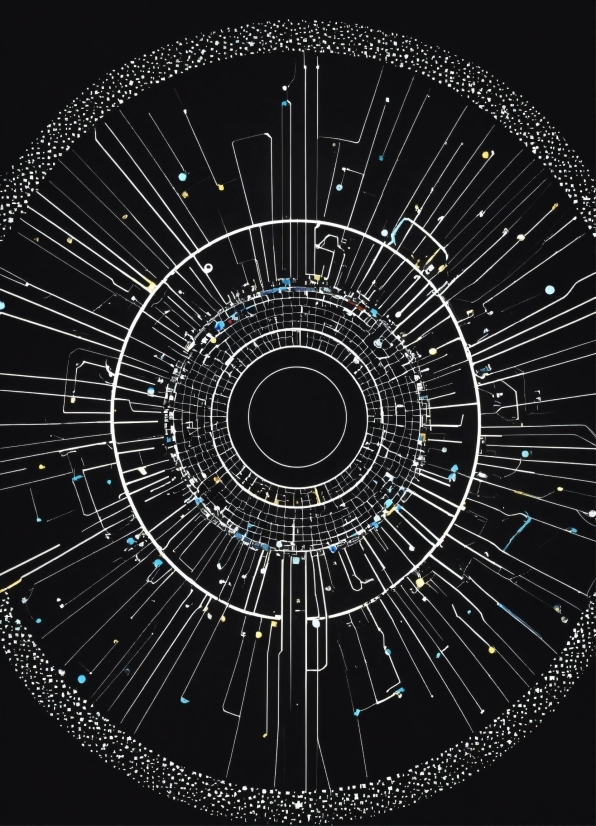 Circle, Symmetry, Pattern, Font, Electric Blue, Darkness