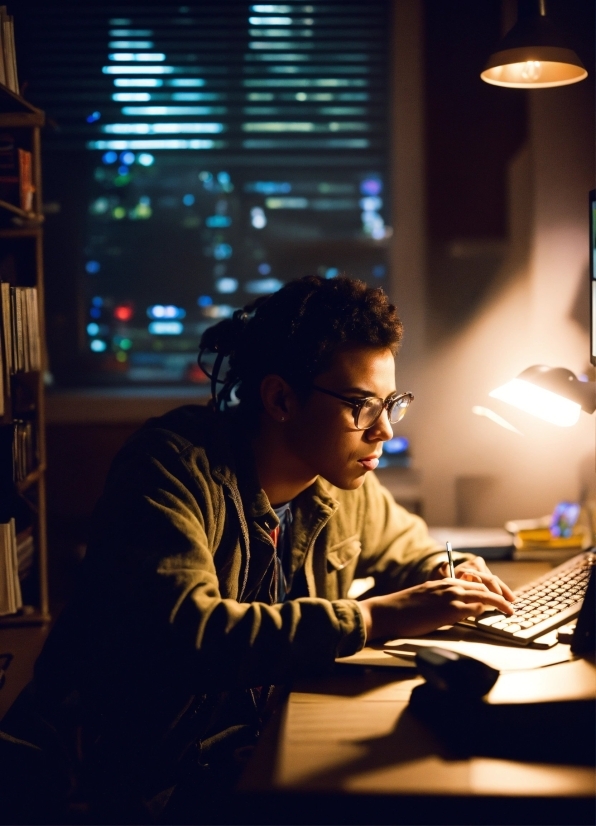 Bookcase, Table, Desk, Personal Computer, Computer, Musician