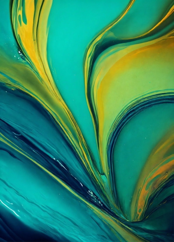 Liquid, Azure, Orange, Aqua, Art, Paint