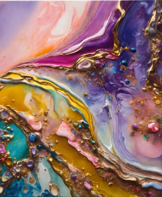 Liquid, Art Paint, Paint, Purple, Fluid, Painting