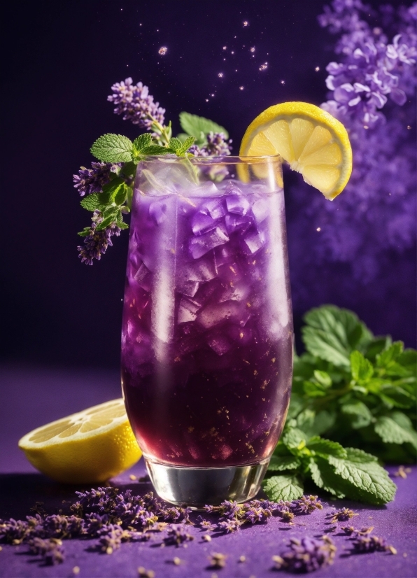 Liquid, Drinkware, Fruit, Ingredient, Purple, Vodka And Tonic