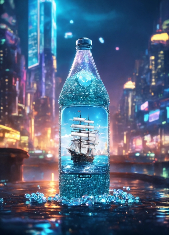 Skyscraper, Bottle, Building, Water, Liquid, Drinkware