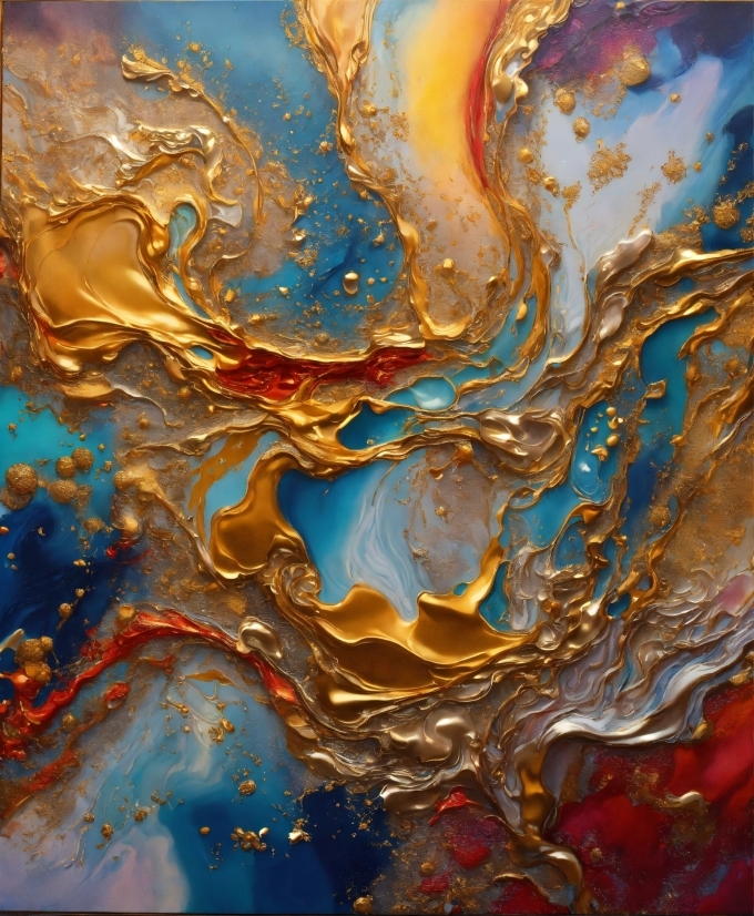 Liquid, Water, Azure, Paint, Fluid, Orange