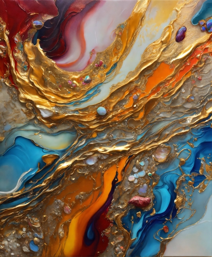 Liquid, Paint, Textile, Art Paint, Fluid, Orange