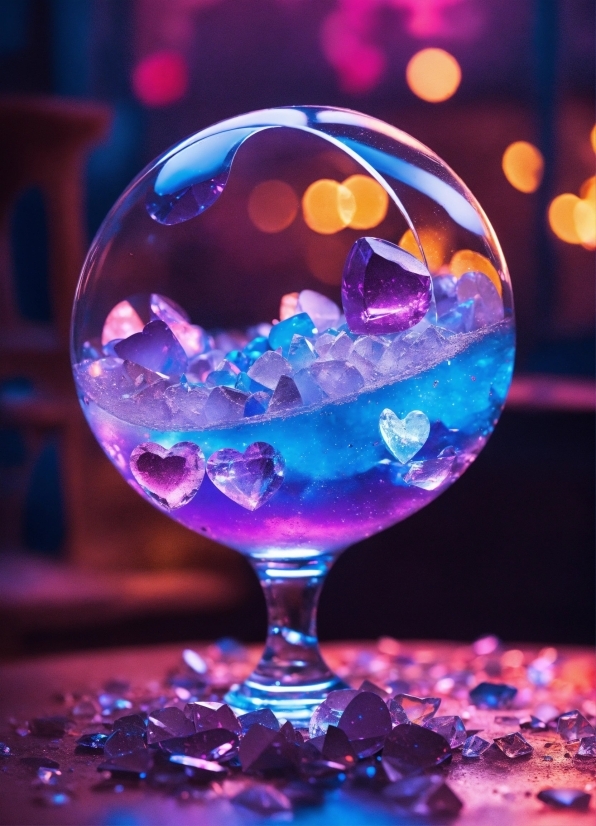 Liquid, Drinkware, Blue, Purple, Light, Stemware