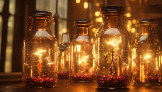 Drinkware, Light, Plant, Mason Jar, Amber, Tree