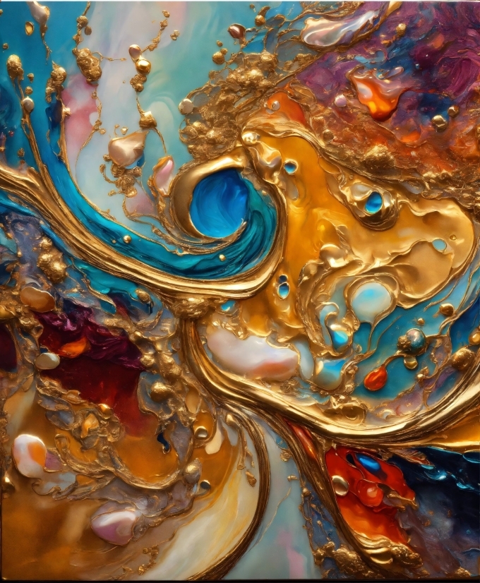 Gold, Aqua, Creative Arts, Art, Liquid, Pattern