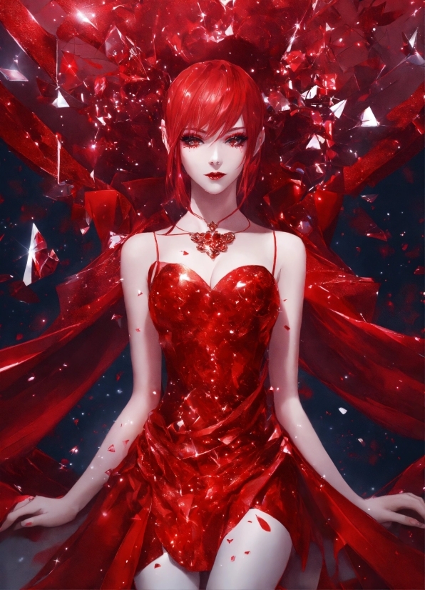 Head, Dress, Toy, Doll, Red, Fashion Design