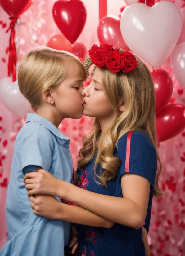 Photograph, Facial Expression, Kiss, Organ, Happy, Balloon