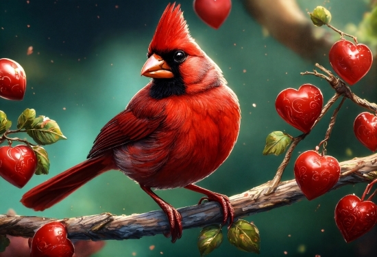 Bird, Plant, Cardinal, Branch, Twig, Northern Cardinal