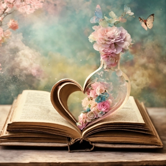 Flower, Book, Plant, Petal, Publication, Picture Frame