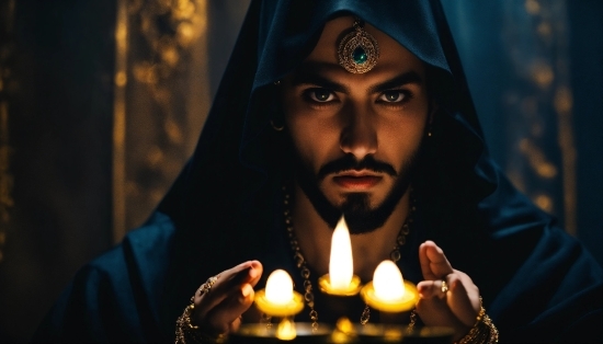 Candle, Human, Beard, Lighting, Wax, Hat